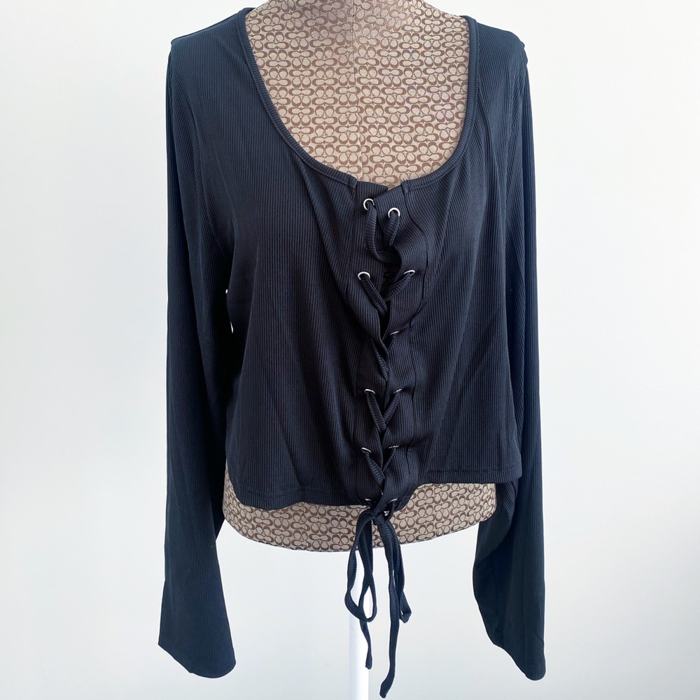 Square Neck Lace Up Crop Top